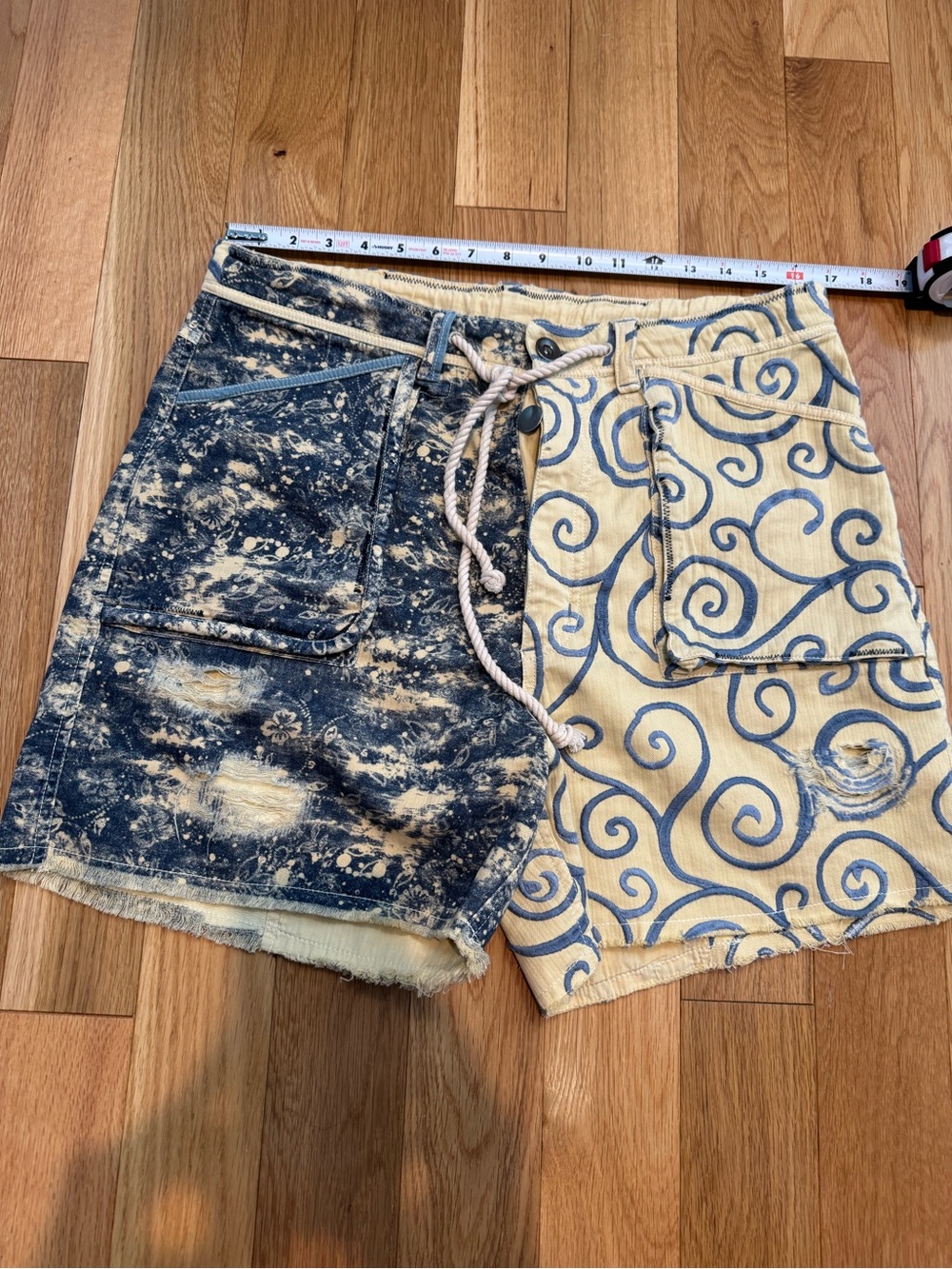 Free People Two-Tone Navy & Cream Cargo Shorts